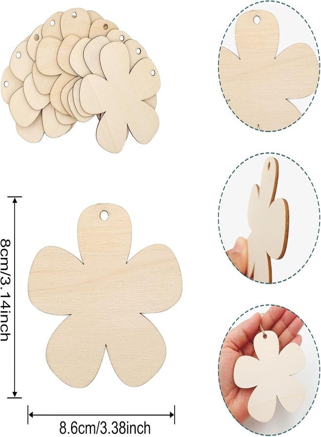 Cliths 15Pcs Flower Wood Cutouts for DIY Crafts Unfinished Wood Ornaments with Hole to Paint Wooden Flower Shapes for Kids Art, Home Hanging Decor, Party Decoration - Image 2